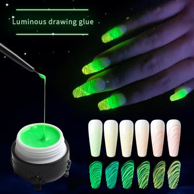 China 35 Days RTS 10ml Pulling Art Wire Drawing Silk Fluorescent Neon UV Glow Effect Spider Nail Gel Dark Soak Off Gel Polish for sale