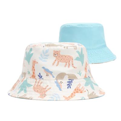 China Fashion Wholesale Custom Cartoon Printed Cotton Sun Protection Children Bucket Hat Fisherman Hat for Spring Summer for sale