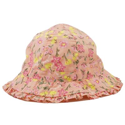 China Character Baby Summer Outdoor Bucket Hat Kids Children Floral Print Sun Beach Hat Brim Baby Girl Sun Hat for sale