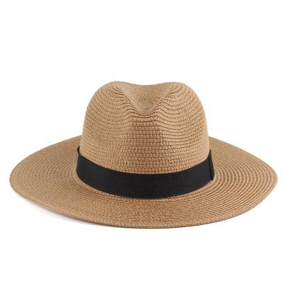 China Dobby Outdoor Men Women Breathable Sun Beach Wide Brim Panama Straw Hats with Custom Logo for sale