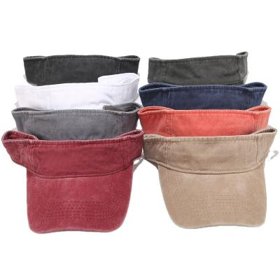 China Character Wholesale Summer Beach Good Quality Adjustable Golf Running Washed Cotton Sun Visor Hats for sale