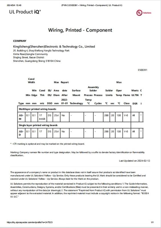 UL product iq - Shenzhen Kinglisheng New Energy Technology Co., Ltd.