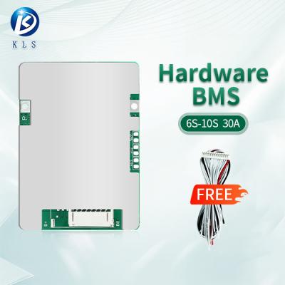 China 6S 7S 8S 9S 10S 42V 30A Hardware BMS met balans voor Lifepo4 / natriumionbatterijpakketten Te koop