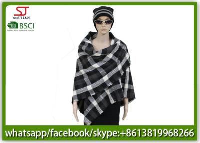 China Woven plaid tassel poncho 239g140*140cm100%Acrylic best price high quality direct factory supply BSCI keep warm for sale