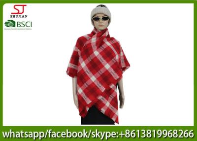 China 239g140*140cm100%Acrylic woven plaid poncho Hot sale high quality factory  keep warm jacquard fashion scarf for sale