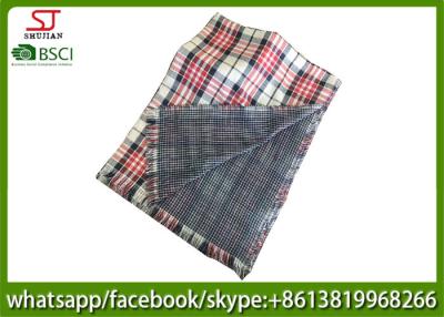 China Chinese supplier frayed plaid grid two side summer spring  thin tassel scarf  70*190cm 150g 100%polyester shawl exporter for sale