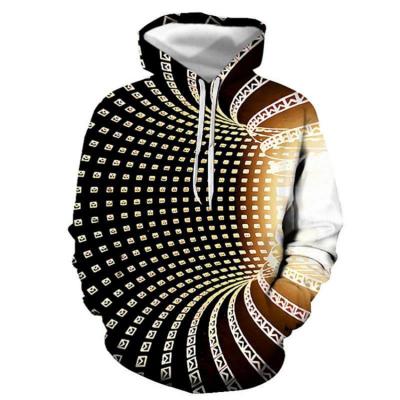 China Amazon Breathable Hot Sale 3D Plus Size Sweatshirt Swirl Printing Hoodie Men's Long Sleeve Sportswear for sale