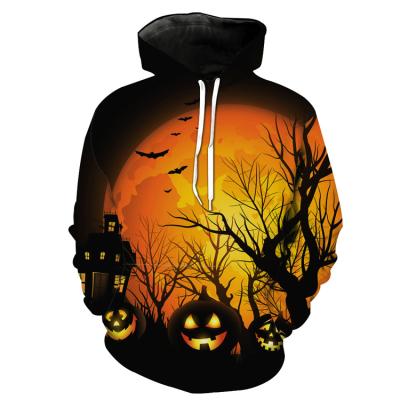 China 2021 New Amazon Hot Selling Men's Anti-wrinkle New Style 3D Digital Halloween Printing Loose Pullover Hoodie Sweater for sale