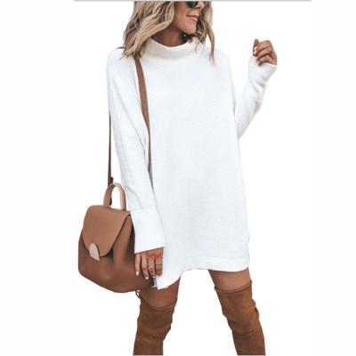 China 2021 Autumn New High Neck Sweater Half Long Sweater Dress Anti-Wrinkle for sale