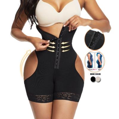 China Latex Double Zipper Belt Tummy Control Butt Lifter Buttocks Padded High Waist Seamless Body Shapewear for sale