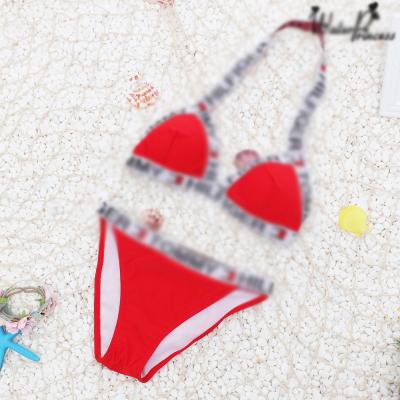 China Breathable Single Strap Swimwear Women Sleeveless Printed Solid Bikini 2 Pieces Beach Wear for sale