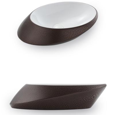 China Ceramic Color Modern Good Quality Artistic Table Oval Shape Ceramic Wash Basin for sale