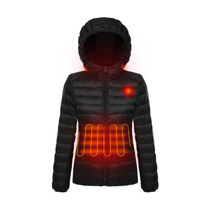 China Custom Made Winter Warm Rechargeable Battery Operated Women's Breathable Carbon Fiber Heating Down Jacket Clothes for sale