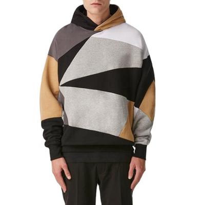 China OEM Fashion Anti-Wrinkle Block Patchwork Hoodie Multi Color Cotton Sweatshirt Men Casual 100% Pullover Hoodie for sale