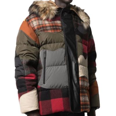 China Multicolor Contrast-Panel Stripper Coat Men OEM QUICK DRY Custom Long Sleeve Plus Size Jacket Overcoat With Faux Fur-Trim Hood And Pockets for sale