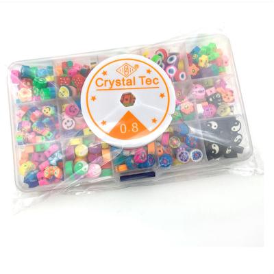 China 15grids Polymer Clay Bead Set Smile Face Acrylic Clay Beads Kit For DIY Jewelry Making for sale