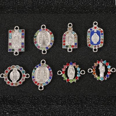 China CLASSIC 2 Loops Virgin Mary Catholic Charm Connector For DIY Jewelry Making Jewelry Connector for sale