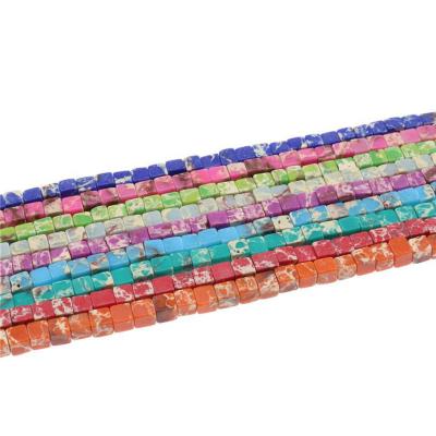 China Natural Opalescent/Opalescent Stone Stone Beads Squares 4x4mm Emperor Stone Beads For Jewelry Making for sale