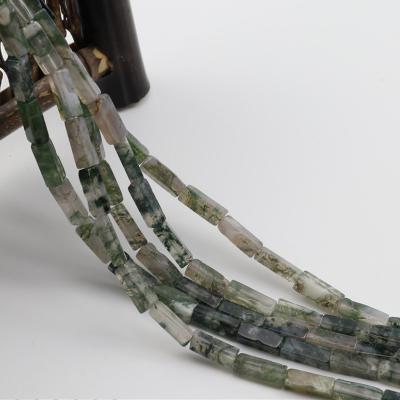 China Rectangle Opalescent/Opalescent Moss Agate 4x13mm Natural Stone Beads For Jewelry Making for sale