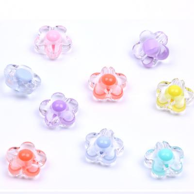 China 12mm Flower Acrylic Acrylic Beads Colored Inside For Matte Beads Bracelet for sale