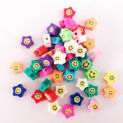 China Smile Face Acrylic Polymer Clay Beads For Jewelry Making 100pcs Per Bag for sale