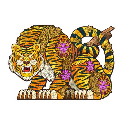 China New Jigsaw Puzzle Toy 2022 Popular Wooden Jigsaw Animals Wooden Tiger Cartoon Wooden Puzzles For Adults for sale