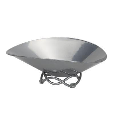 China New Black Modern Table Fruit Dish Wave Type Polished Wavy Bowl Steel Wave Bowl for sale