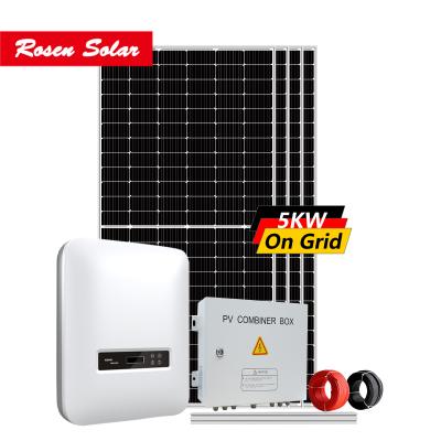 China Home Solar Power System 5KW Solar Grid Tie Home System 5kw Complete Solar System for sale