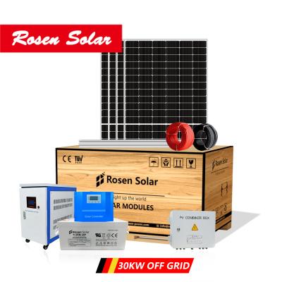 China Rosen 25kw 30kw solar home solar pure sine wave off grid solar system batteries for solar system for sale