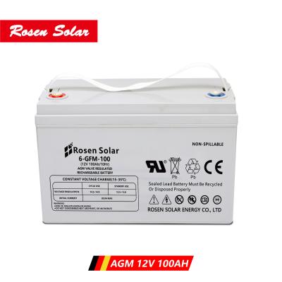 China Electric Power Systems AGM Solar Battery 12V 100Ah Lead Acid Batteries For Solar Energy Storage for sale