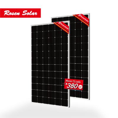 China Rosen Solar Power System 370 Watt 5BB Panel Price 72 Cell Solar Panel 380W Solar Panel For Home for sale