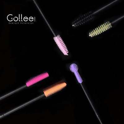 China Lash Brushes Gollee Pink Synthetic Logo Kit Wholesale Reusable Eco Friendly Silicone Disposal Fan Private Lash Extension Brush Eye Lash Brush for sale