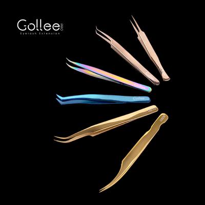 China Eyelash Tweezers Gollee Volume Eyelash Extensions Tweezers Set Stainless Steel Tweezers Eyelash Extensions Volume Tweezers For Eyelash Extension for sale