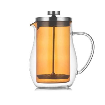 China WITH LID Coffee Brew Jug 304 Stainless Steel Filter Kettle Double-Layer Insulated Coffee French Press for sale