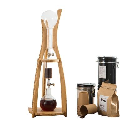 China Sustainable Drip Coffee Maker Bamboo Cold Ice Drop Heat Resistant Glass Coffee Utensils for sale