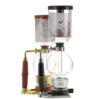 China Borosilicate Glass Body Sustainable Belgium Siphon Dutch Coffee Maker With Stainless Steel Base for sale