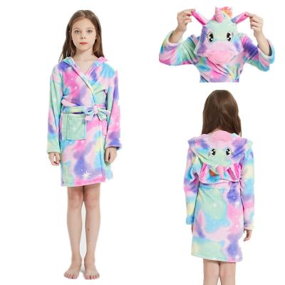 China Fashion Children's Unicorn Hooded Bathrobe Kids Unicorn Party Costume Dress QUICK DRY Soft Sleepwear for sale