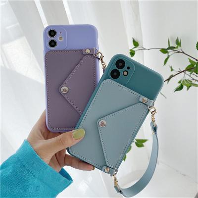 China New Shockproof Luxury Cross Body Leather Wallet Purse Smart Girl Phone Cases For iPhone 13 12 11 Covers With Strap Chain for sale