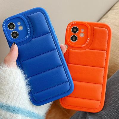 China PU 2022 Phone Case Cotton Tpu Jacket Mobile Phone Case 3d Shockproof Warm Coat PU Leather Phone Case Cover For Iphone Apple Case for sale