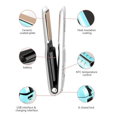 China 4000mAh Lichtgewicht kroest Anti van USB Mini Battery Powered Hair Straightener Te koop