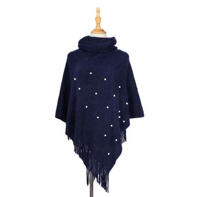 China New Wholesale Winter scarf 100% simple high-necked 2019 European American shawl cashmere solid color bead fringe pattern for sale