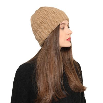 China KENSHELLEY Medium Women Knit Beanie Hat Chunky Needle Hat For Unisex Winter Knitted Cuff Wool Warm Hat for sale