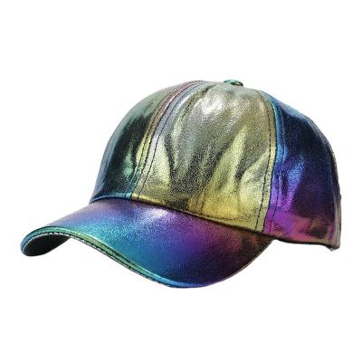 China KENSHELLEY 2021 Luxury Baseball Cap Style Wrinkle PU Top Selling Luxury Middle American Hip Hop Hats Street Party Ins Laser Peaked Hat Caps for sale