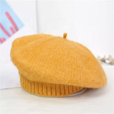 China KENSHELLEY French COMMON Beanie Thicken Wool Warm Knitted Beret Hat Solid Color Luxury Stylish Luxury Soft Hat for sale