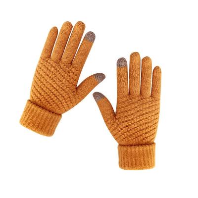 China KENSHELLEY Medium Winter Cashmere Glove Women Winter Keep Warm Knitted Gloves Five Finger Mobile Phone Touch Screen Gloves for sale