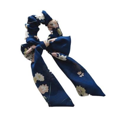 China Korean Latest Hair Decoration KENSHELLEY Style Fashion Hair Accessories Chiffon Flower Decorated Scarf Scrunchies For Lady for sale