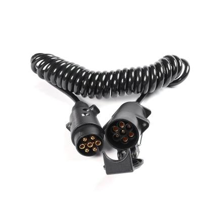 China Trailer Truck Used 12v 7 Pin Trailer Plug And Socket With 2.5m Extension Bicycle Trailer Connector Spiral Coiled Cable for sale