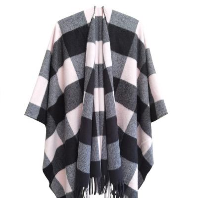 China High Quality Women European American Poncho Plaid Warm Cape For Winter Women Cashmere Shawl for sale