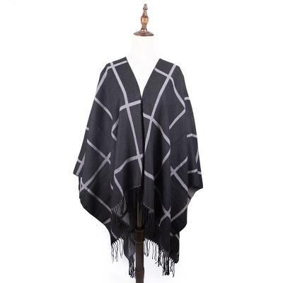 China Fashionable Popular European American RTS Knit Covering Autumn Winter Knit Pashmina Poncho Shawl For Women for sale