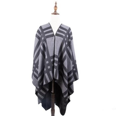 China High Quality Woven Irregular Winter Autumn Poncho Ladies Shawl For Women European American Custom Lattice for sale